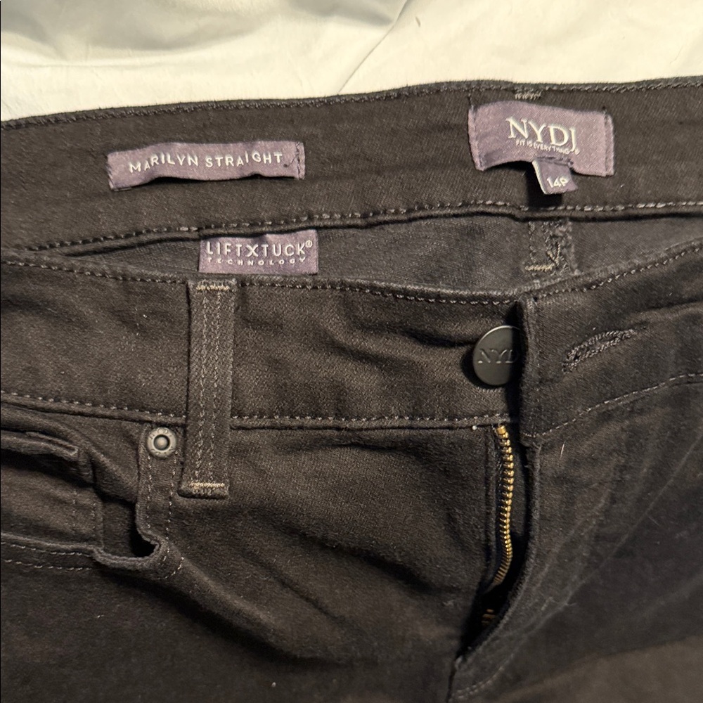 NYDJ Dark Gray Marilyn Straight Jeans 14p